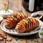 I luften spis Hasselback sötpotatis