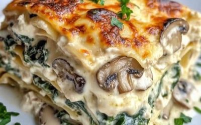 Krämig lasagne med spenat och svamp