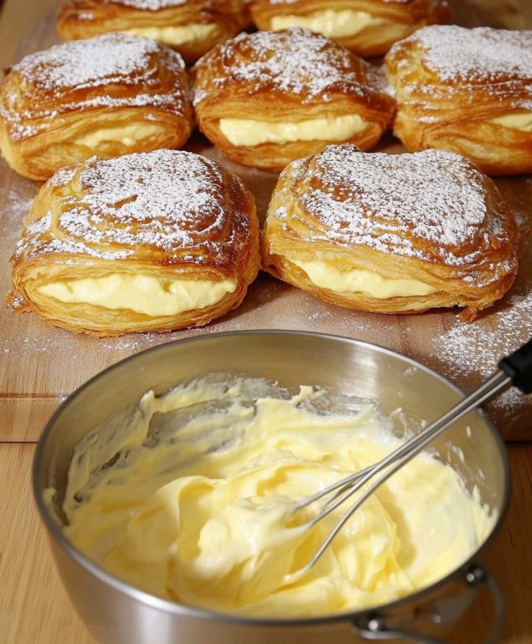 Fransk njutning på tallrik: krispiga bakverk med en delikat vaniljfyllning.