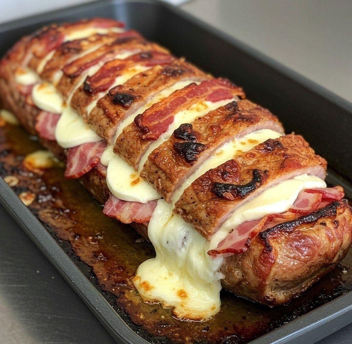 Fläskkarré fylld med ost och bacon: En njutning som kommer att bemästra alla smaklökar.