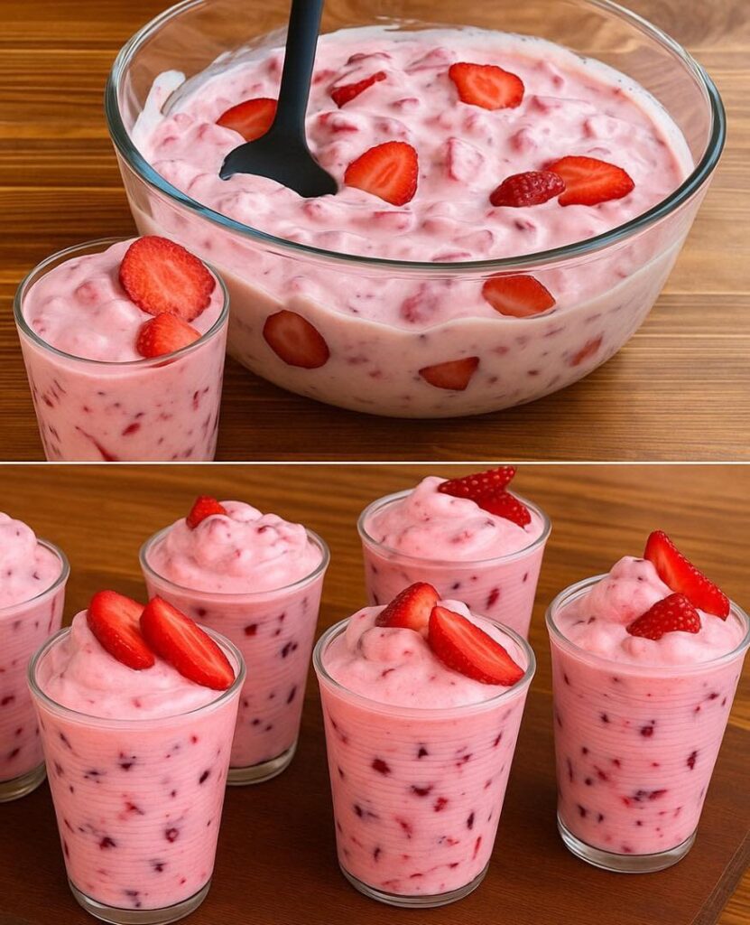 En enkel jordgubbsdessert som kan tillagas på 2 minuter.