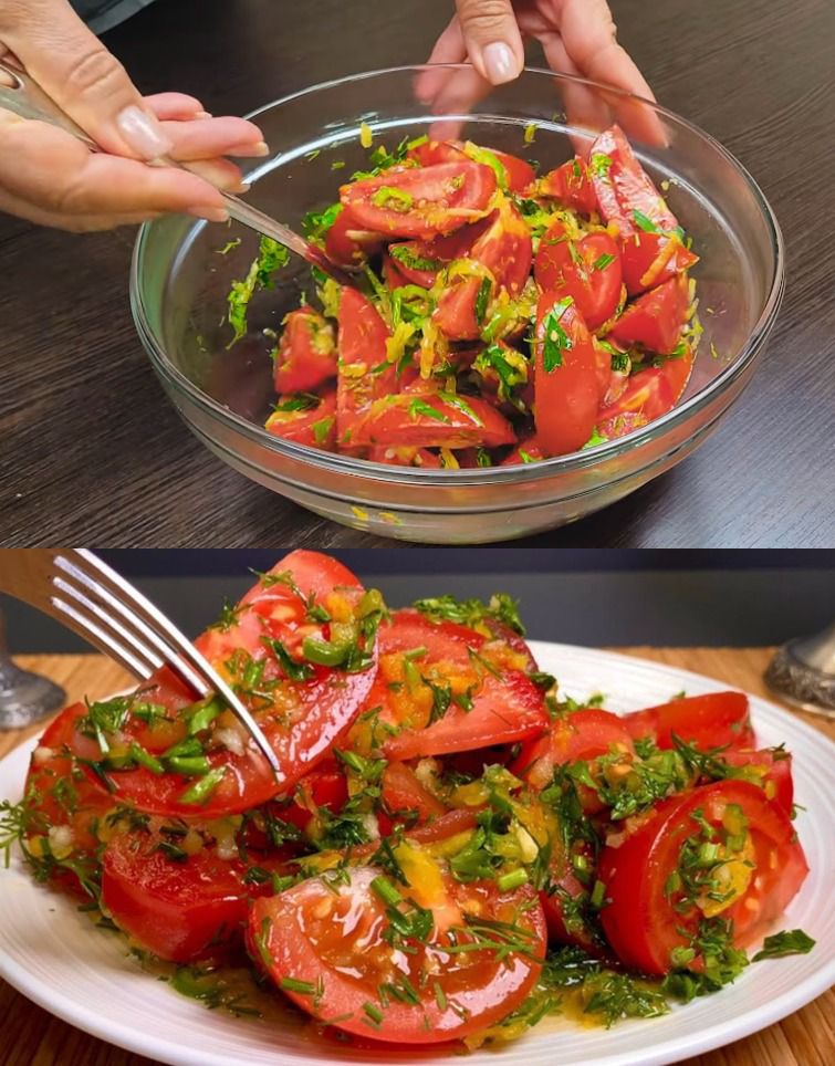 En snabb italiensk tomatsallad, tillagad på bara några minuter!