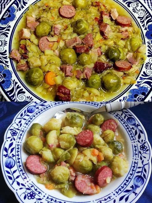 Brysselkålsgryta med 350 g potatis, precis som vår mormor alltid lagade den.