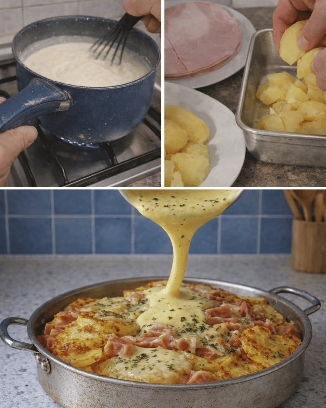 Potatis- och skinkgratäng