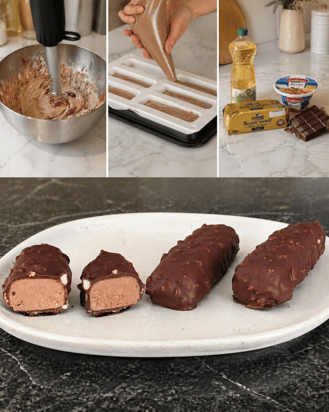 Choklad- och jordnötsglass (extremt krämig hemlagad Snickers-style)