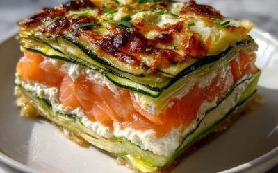 Mille-Feuille med zucchini, fetaost och rökt lax
