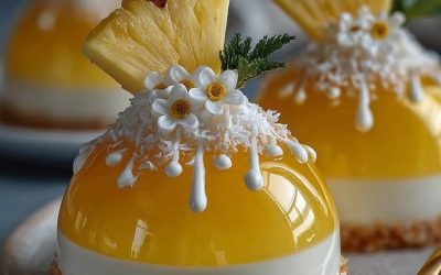 Tropiska ananas-kokosspegelkupoler med krämig mitt