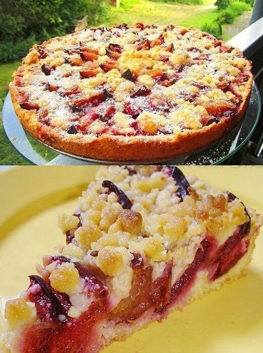 Plommonkaka med kanelströssel, klar för ugnen på 5 minuter 😋Ingredienser