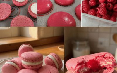 Vanilj & hallon macaron (italiensk maräng & ultra krämig Namelaka)