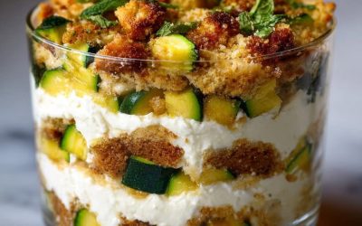 Smakrik tiramisu med zucchini, färsk getost och mynta