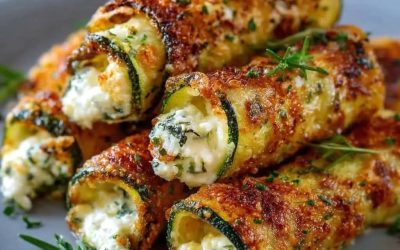 Krispiga zucchinirullar med ost i ugnen