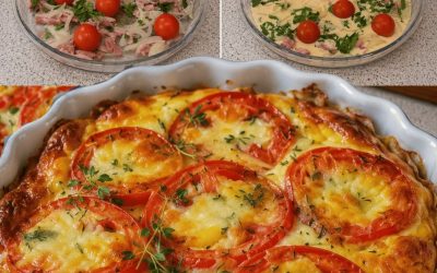 Tonfisk- och tomatpaj utan skorpa (enkel och lätt)