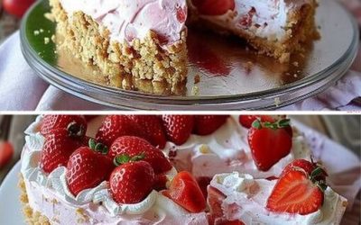Jordgubbstårta utan bakning med 350 g mascarpone och en kexbotten