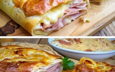 Fylld smördegsstrudel med skinka och ost på 10 minuter 😋