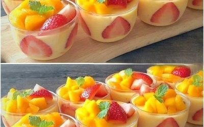 Mango- och jordgubbsdessert i glas – krämig, fruktig och snabb att göra