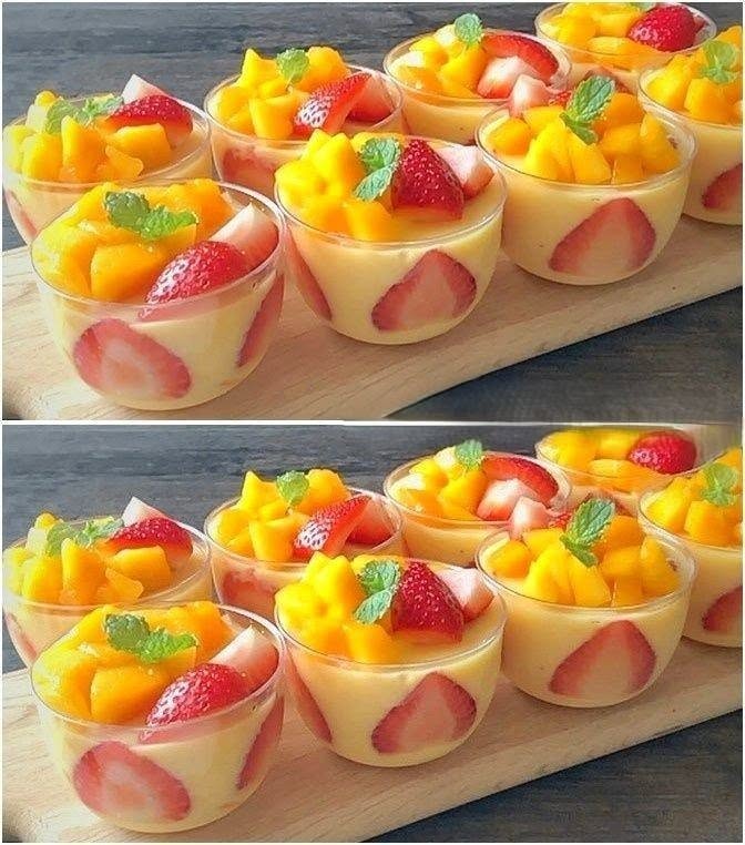Mango- och jordgubbsdessert i glas – krämig, fruktig och snabb att göra