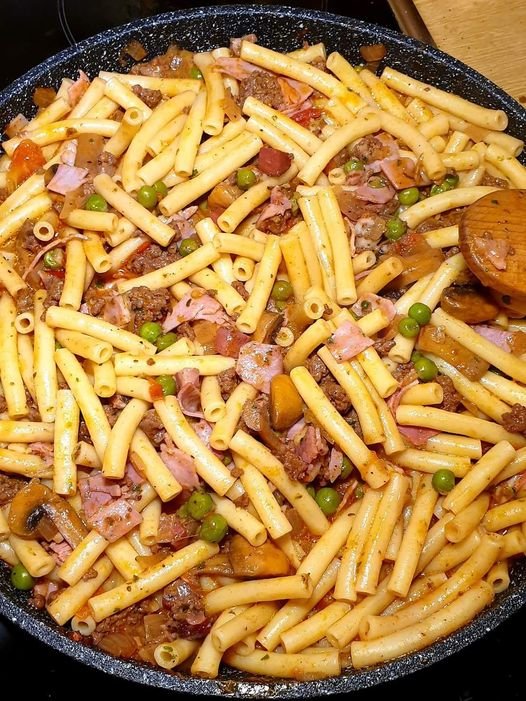 Herdemakaroner med 300 g köttfärs, klar på några minuter