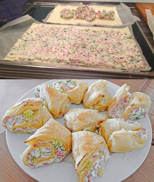 Flammkuchenrulle med 1 rulle smördeg och 1 paket färskost