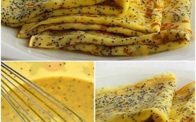 Pannkakor med vallmofrön och citron, läckra och aromatiska.