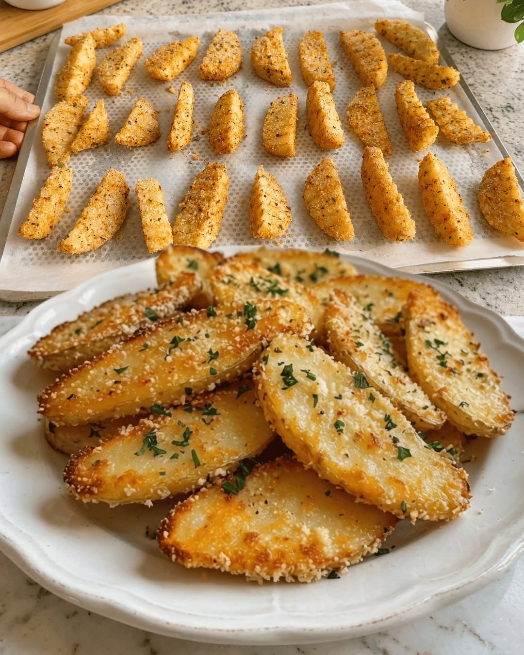 Recept på vitlök och parmesanpotatis: Krispigt och smakrikt