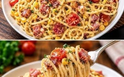 Krämig spaghetti med salami, majs och tomater – snabb, rejäl och utsökt