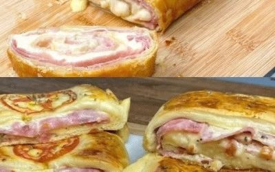Jag älskar smördegsstrudel med skinka och ost!