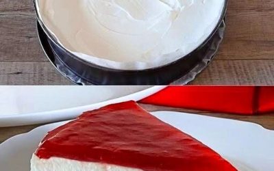 Philadelphia cheesecake med hallon och en kakbotten som inte behöver bakas