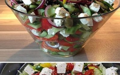 Grekisk bondsallad med 250 g fetaost på 10 minuter