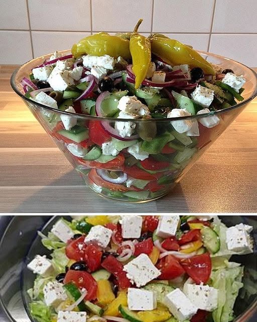 Grekisk bondsallad med 250 g fetaost på 10 minuter