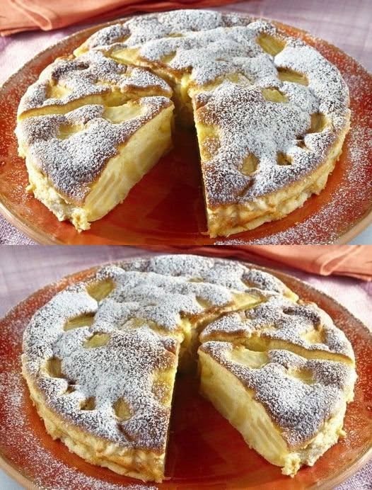 Italiensk äppelkaka med 200 ml gräddfil, som jag bakar 3 gånger i veckan.