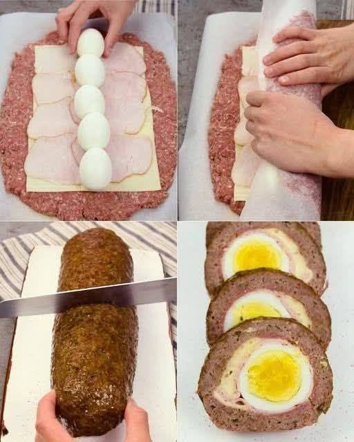 Fylld köttfärslimpa med ägg och ost – Den saftiga familjeklassikern från ugnen