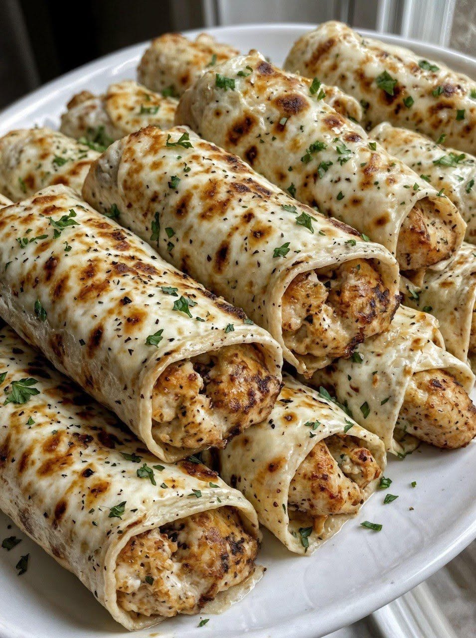 Kycklingwraps med ost och vitlök
