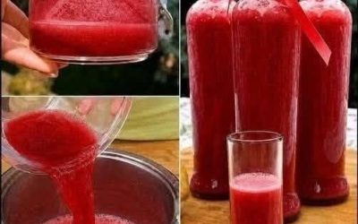 Röd sommarjuice med jordgubbar och vattenmelon – fruktig, fräsch och enkel