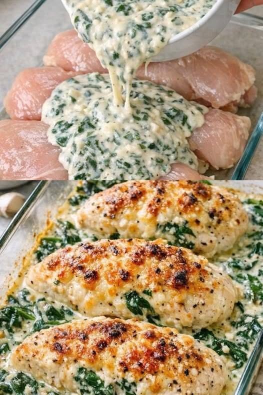 Kycklingbröst i krämig spenat- och ostsås – mört och otroligt gott