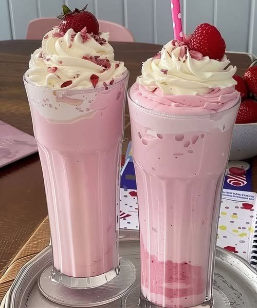 Jordgubbsmilkshake med grädde – krämig, söt och snabb att göra