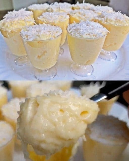 Krämig kokosrispudding i ett dessertglas
