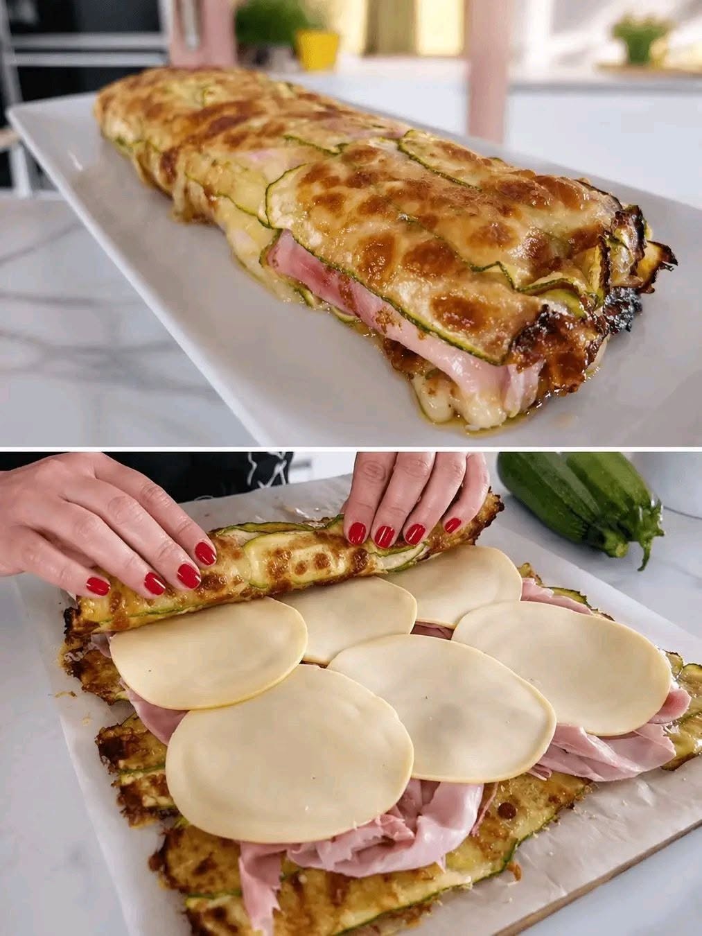 Zucchinirulle med krämig ostfyllning