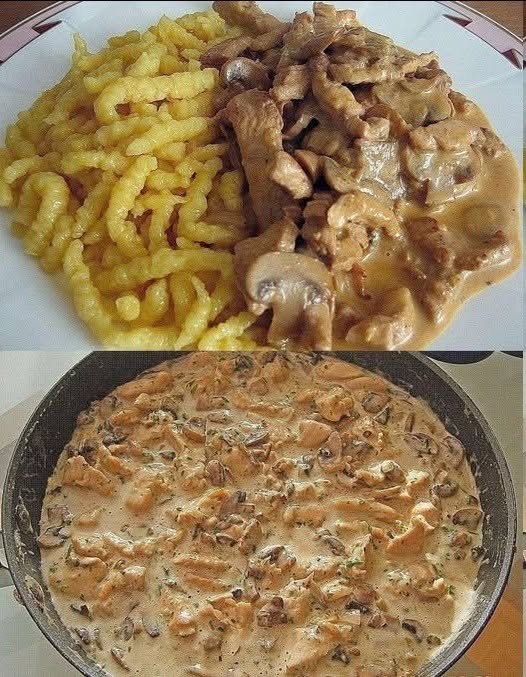 Krämigt skivat kött med svamp – krämigt, rejält och enkelt