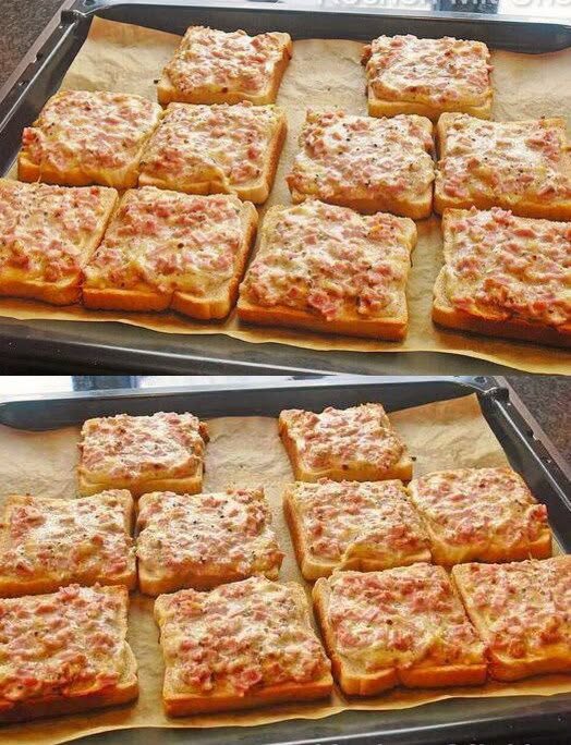 Pizzatoast med 350 g ost och 300 g salami på ett par minuter