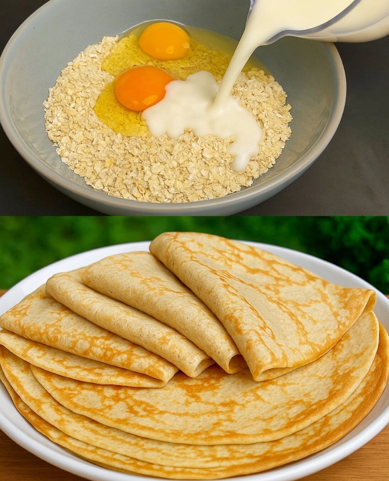 Jag gör detta varje morgon: havregrynspannkakor på 5 minuter utan socker eller mjöl! 220 g havregryn, 4 ägg