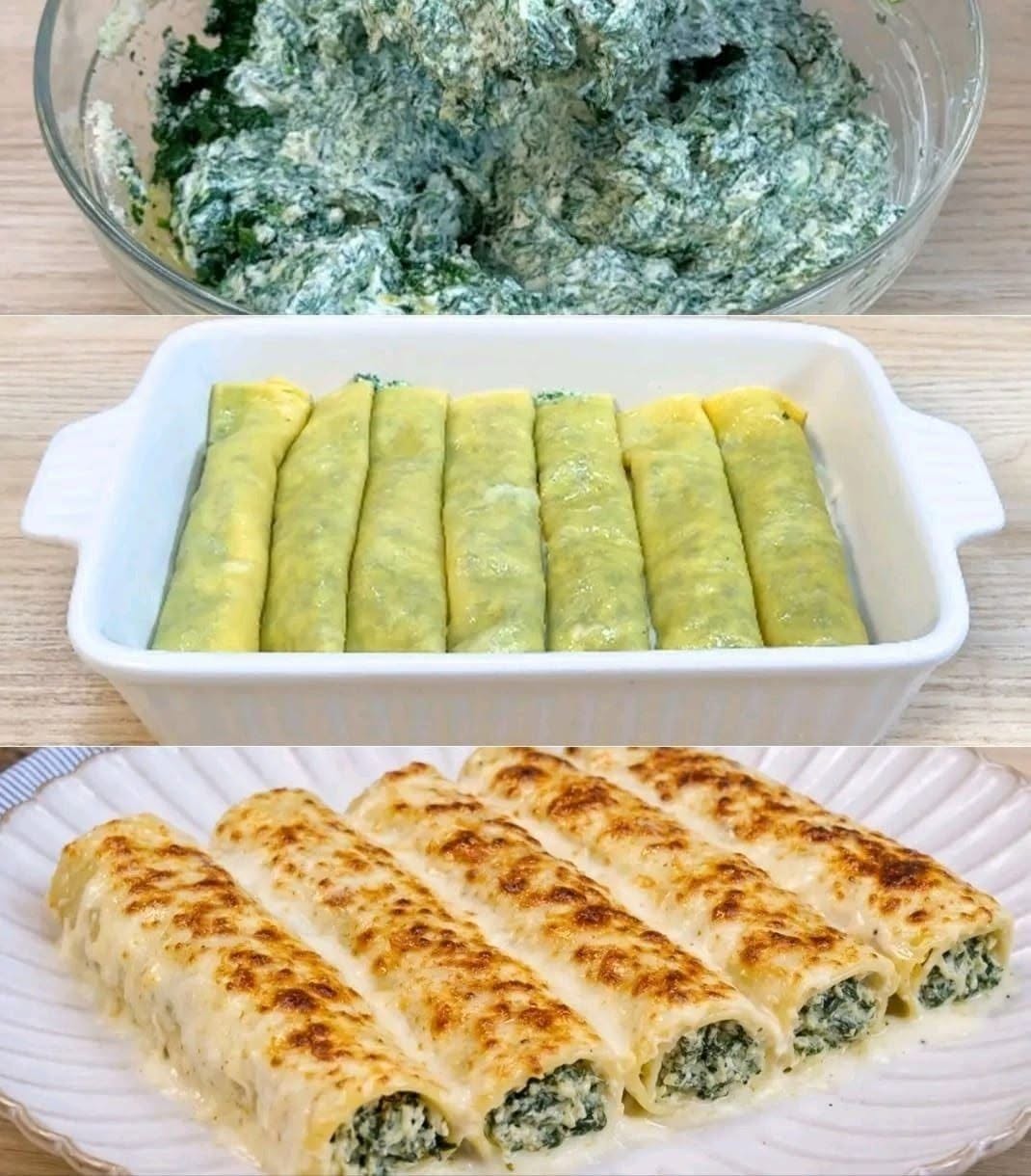 Cannelloni med ricotta och spenat… krämig och krispig! En mjuk, aromatisk fyllning insvept i en sammetslen béchamelsås. Underbart fiberrik och med en oemotståndligt gyllenbrun skorpa!