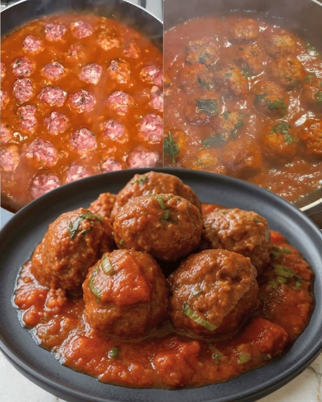 Saftiga köttbullar i en kryddig tomatsås – familjereceptet som alltid fungerar.