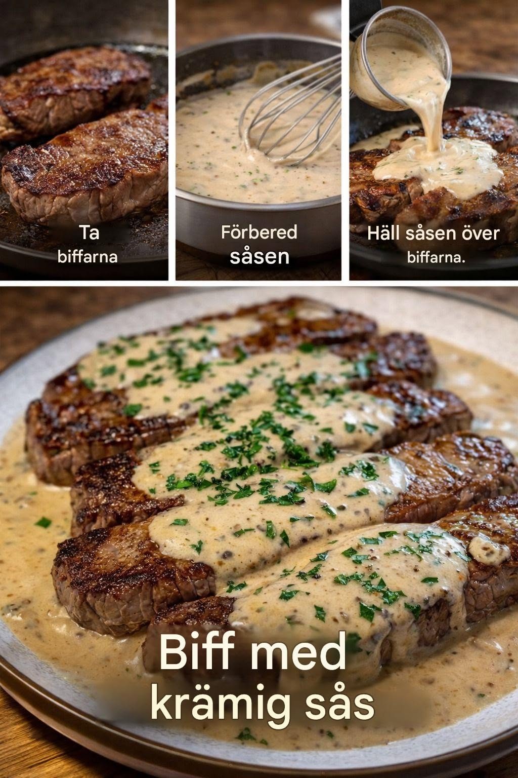 🥩 Biff i krämig vitlökssås – en lyxig middag att njuta av tillsammans