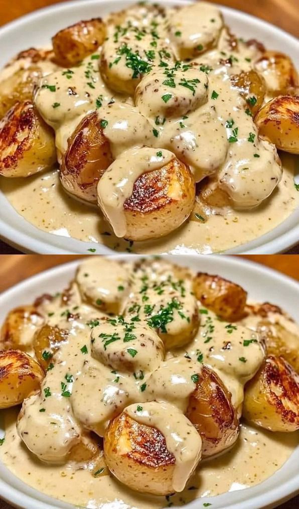 Jag lagar mat 3 gånger i veckan, potatis i vitlökssås, klar på några minuter!