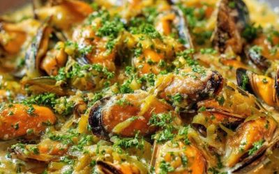 Musselfrikassé med purjolök i gräddsås