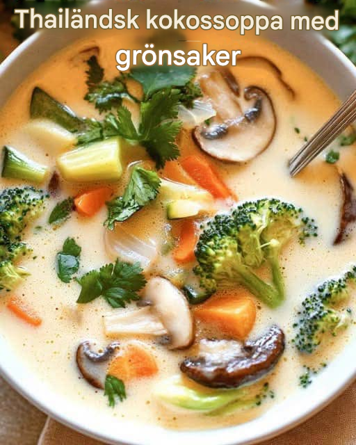 Thailändsk kokossoppa med grönsaker, tillagad på 20 minuter