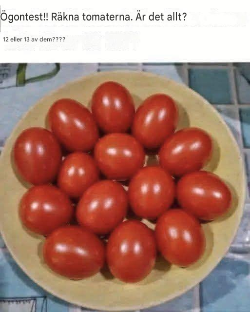 Ögontest!! Räkna tomaterna. Är det 12 eller 13?