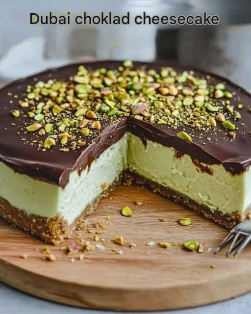 Dubai cheesecake med 100 g pistagenötter, alla kommer att älska den!