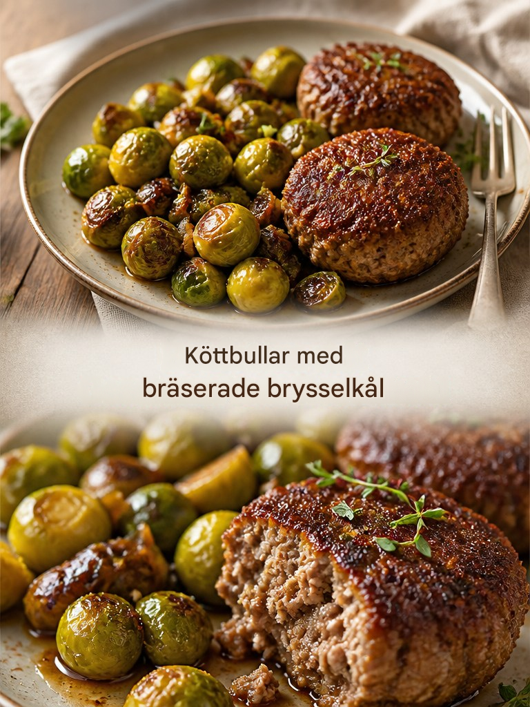 Köttbullar med bräserade brysselkål
