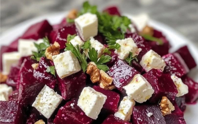 Rödbetssallad med fetaost och valnötter – fräsch, aromatisk och enkel
